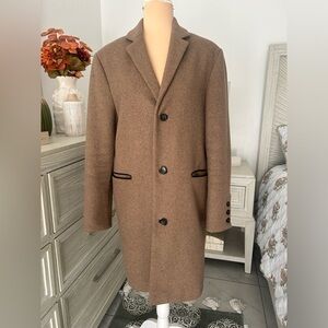 Topman Brown Trench Coat with Button Detail